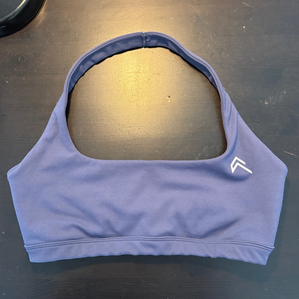 EasyLift™ Halter Bralette with White Logo | Shadow Blue - Size Medium